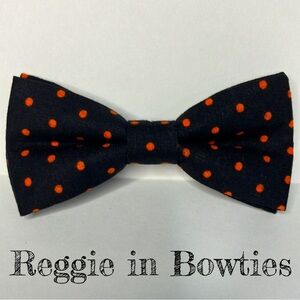 Pet Bowtie in Black with Orange Polkadots Halloween